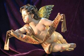 Picture, cherubs, angels, religious, Catholic, Christian, religious, realistic, wood, wooden, sculpture, statue, image, 
