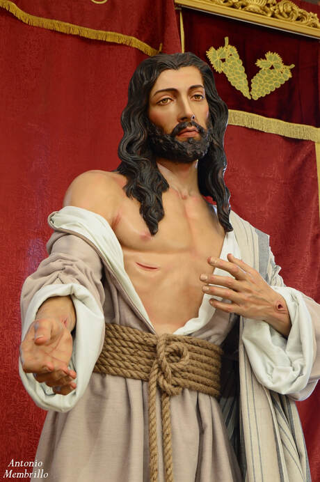 Picture, sculpture, statue, image, religious, christian, catholic, wood, wooden, carving, carved, painted, polychrome, resurrection, church, altar, chapel, art, life-size, jesus, lord, christ, father, 