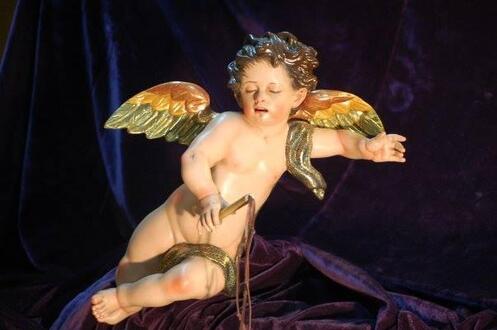 Picture, cherubs, angels, religious, Catholic, Christian, religious, realistic, wood, wooden, sculpture, statue, image, 